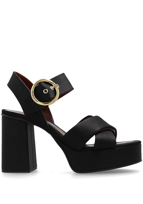 Black satin 110mm platform sandals see by chloe - women SEE BY CHLOÉ | SB36033C999