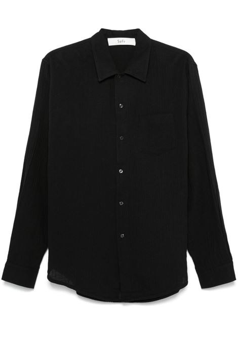 Black Leo spread-collar cotton shirt Sefr - men