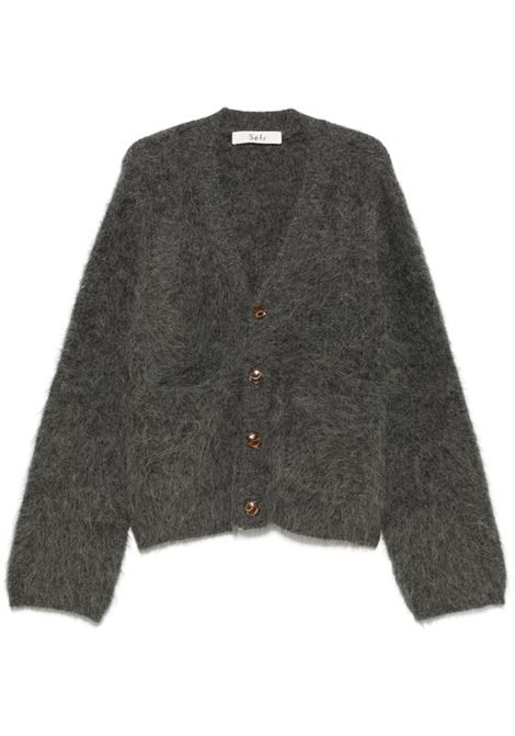 Grey lee long-sleeved cardigan Sefr - men  SEFR | Sweaters | MFW24LEEGRY