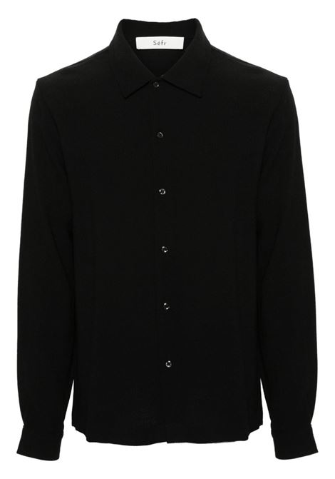 Black crepe long-sleeved shirt Sefr - men SEFR | SS24SENSEBLA