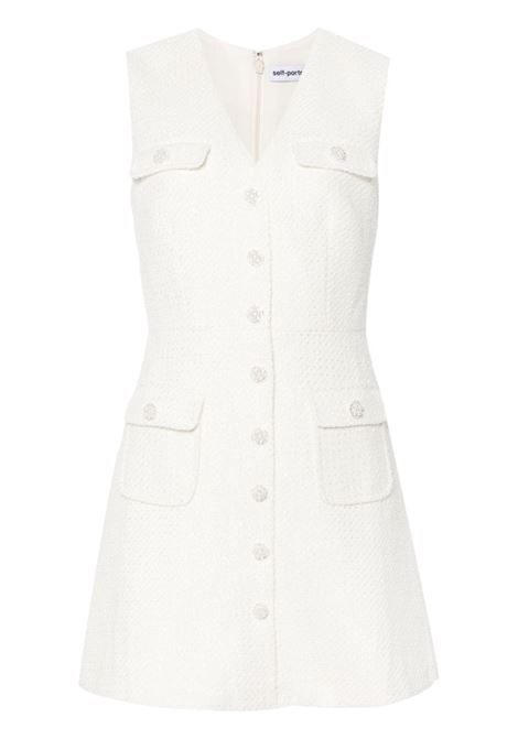 White boucl? buttoned mini dress Self Portrait - women SELF-PORTRAIT | AW24009SAC