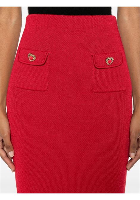 Gonna midi con bottoni a cuore in rosso Self Portrait - donna SELF-PORTRAIT | AW24083MSKR