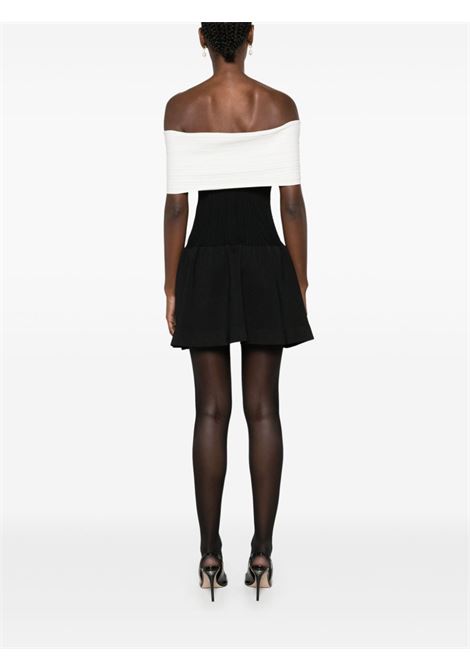 Black bow-detail ribbed mini dress Self Portrait - women SELF-PORTRAIT | AW24116SB