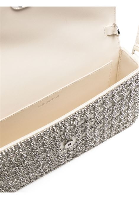 Silver and cream champagne crystal-embellished hand bag Self-Portrait - women SELF-PORTRAIT | AW24304ABC