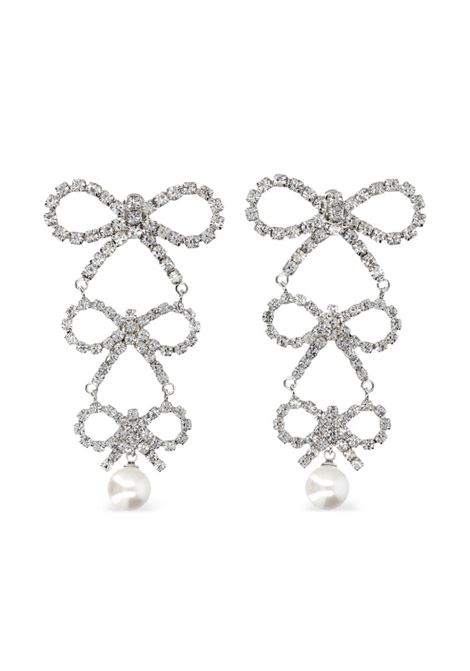 Silver-tone tiered Crystal-bow earrings Self Portrait - women