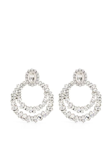 Silver-tone Crystal double-hoop earrings Self-Portrait - women