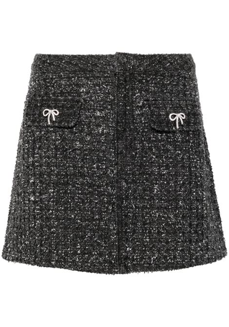 Black textured denim mini skirt Self Potrait - woman