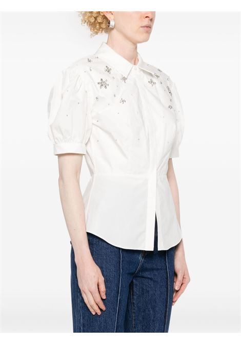 White gem-embellished cotton blouse Self-Portrait - women  SELF-PORTRAIT | PF24036TAW