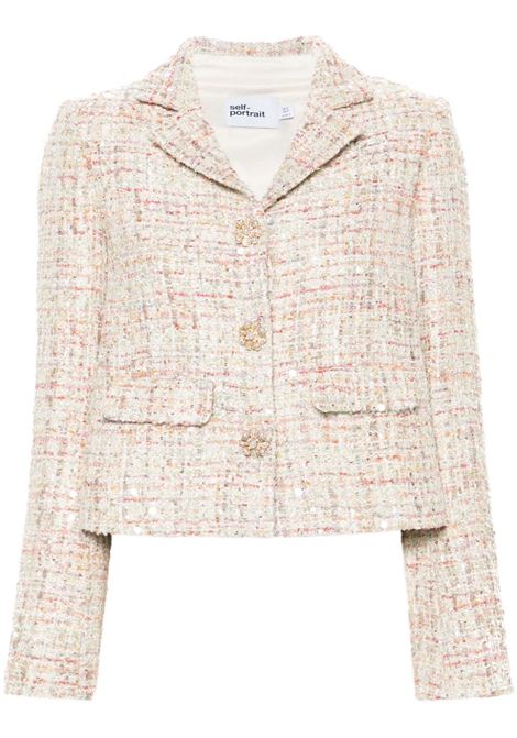 Pink sequin-embellished tweed jacket Self-Portrait - women