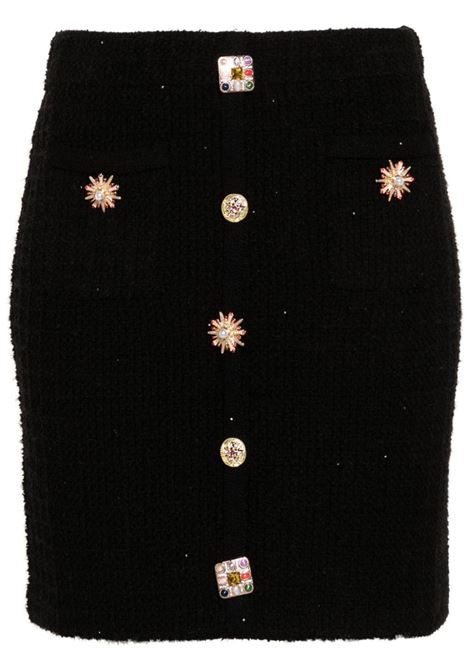 Black crystal embellished-button mini skirt Self-portrait - women 