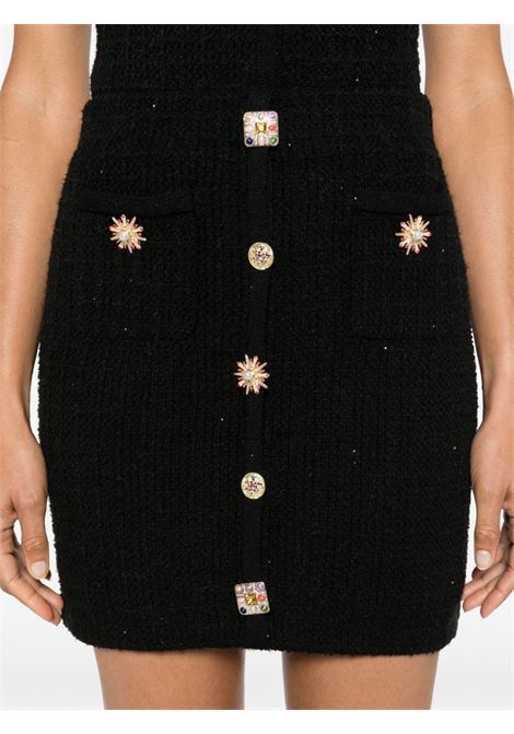 Black crystal embellished-button mini skirt Self-portrait - women  SELF-PORTRAIT | PF24128SKB
