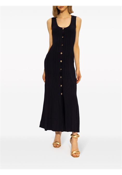 Blue gold-tone buttons ribbed knit maxidress Self-Portrait - women SELF-PORTRAIT | PF24143MBL