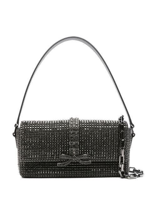 Black bow-detail crystal-embellished hand bag Self-Portrait - women SELF-PORTRAIT | Hand bags | PF24311B