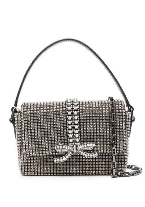 Silver bow-detail crystal-embellished hand bag Self-Portrait - women