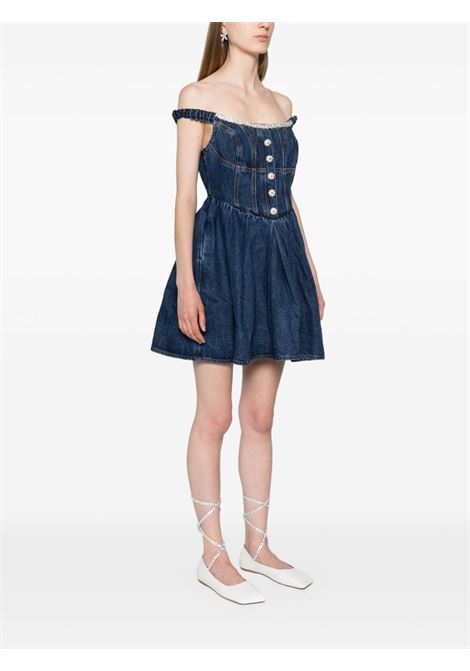 Blue crystal-embellished denim mini dress Self-Portrait - women SELF-PORTRAIT | PF24821SBL