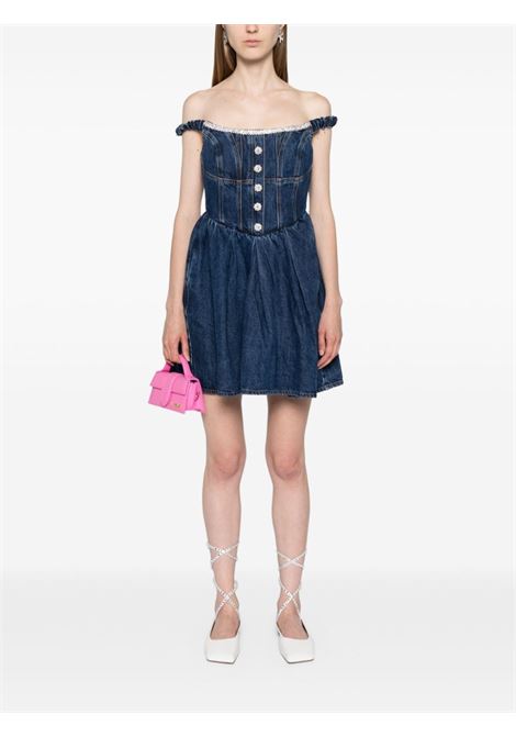 Blue crystal-embellished denim mini dress Self-Portrait - women SELF-PORTRAIT | PF24821SBL