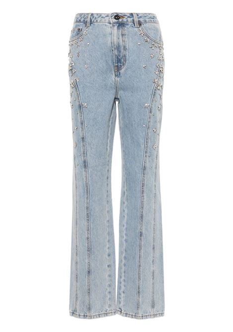 Light blue crystal-embellished straight jeans Self-Portrait - women SELF-PORTRAIT | Jeans | PF24829PBL