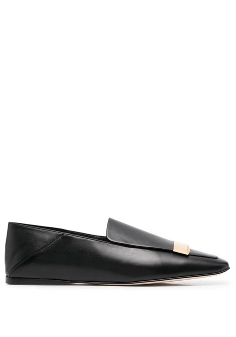 Black 75mm pointed loafers - women