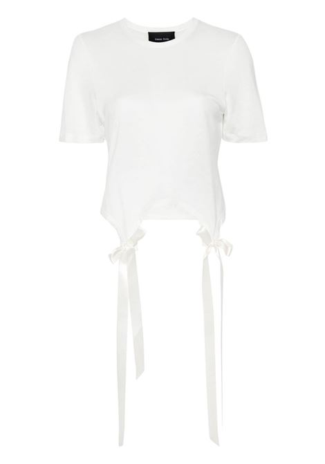 T-shirt con fiocco in bianco di Simone Rocha - donna SIMONE ROCHA | 52230571IVRY