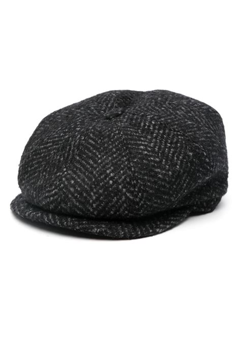 Anthracite Grey Herringbone baker boy hat Tagliatore - men TAGLIATORE | Hats | BUDDY340218S3391