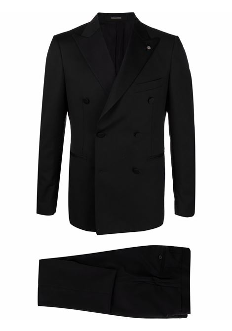 Black wool fitted double-breasted suit Tagliatore - men