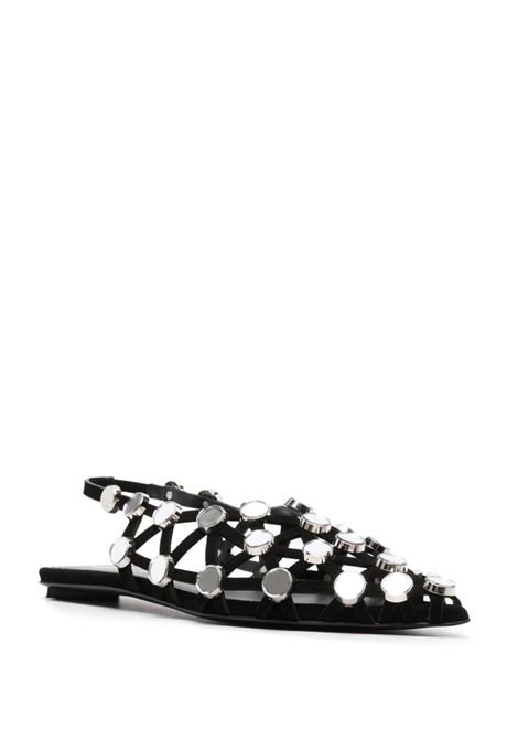 Black and silver Grid rhinestone-embellished ballerina shoes The attico - women THE ATTICO | 246WS801L007SR100