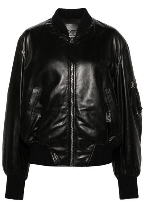 Black Anja leather bomber jacket The Attico - women THE ATTICO | Outerwear | 247WCB04L109100