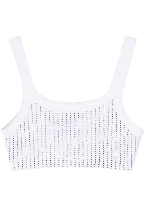 Top corto con strass in bianco The Attico - donna THE ATTICO | Top | 247WCT275J050R480