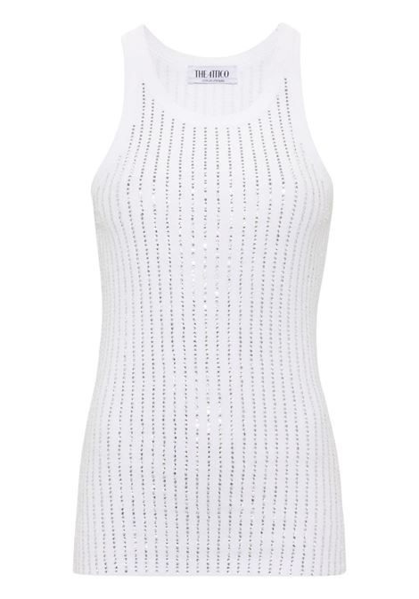 Canotta in bianco con strass argento The Attico - donna THE ATTICO | Top | 247WCT276J050R480