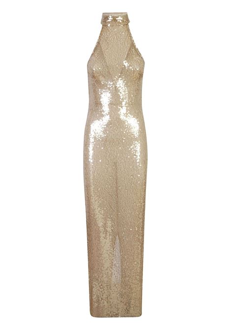 Abito lungo con paillettes in beige di The New Arrivals Ilkyaz Ozel - donna