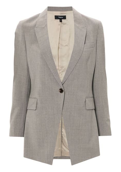 Light grey m?lange effect wool blazer Theory - women