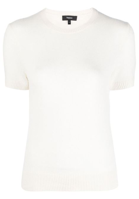 Ivory white cachemire knit t-shirt Theory - women