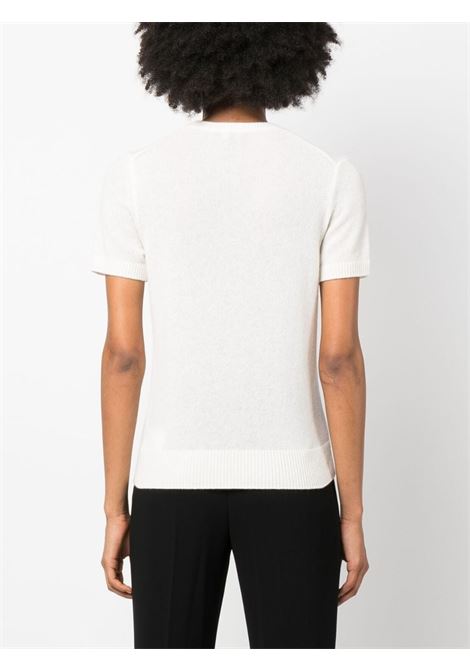 T-shirt in cachemire a maniche corte in bianco avorio Theory - donna THEORY | J0118706C05