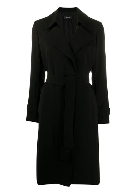 Black mid-length belted coat - THEORY -  women THEORY | J0709411001