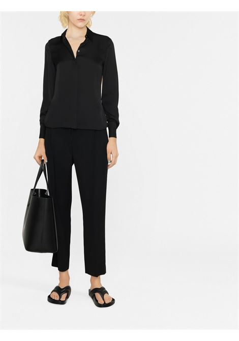 Black silk concealed placket shirt Theory - women THEORY | M0102536001