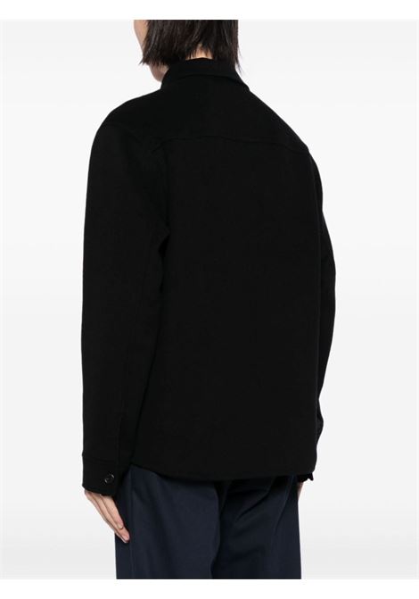 Black zip-up felted shirt jacket Theory - men THEORY | N08714231KV