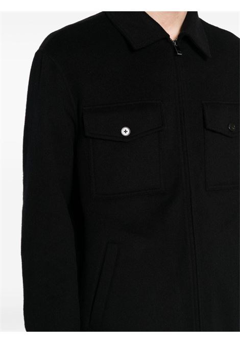 Black zip-up felted shirt jacket Theory - men THEORY | N08714231KV