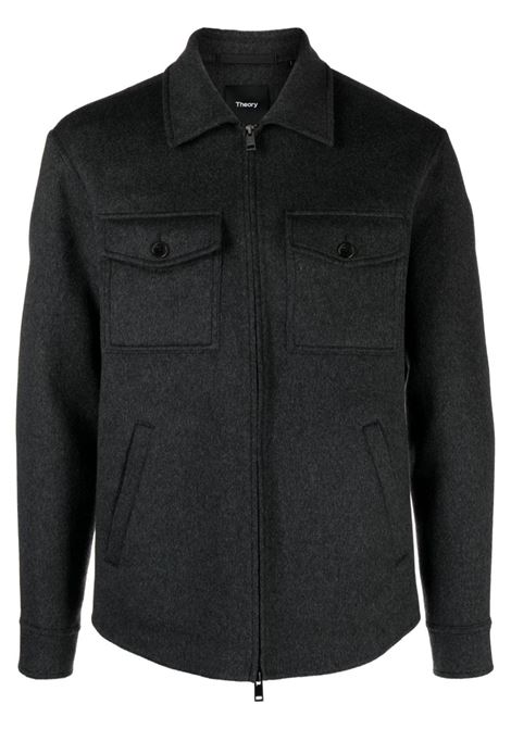 Grey zipped shirt jacket Theory - men THEORY | Outerwear | N0871423P5M