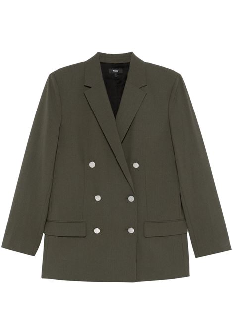 Blazer doppiopetto in lana in verde oliva Theory - donna