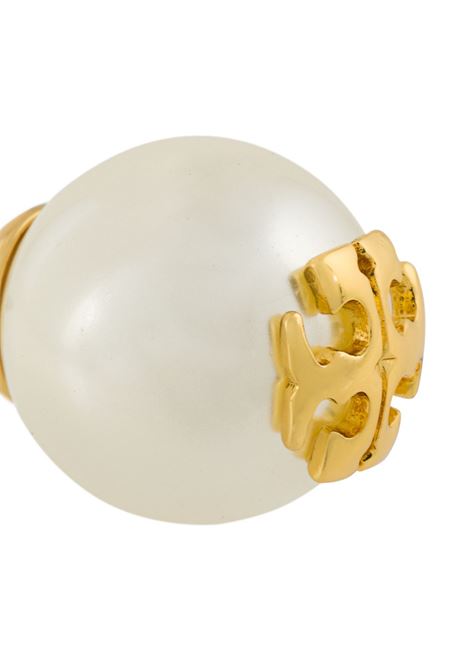 Gold tone logo-plaque pearl stud earrings - TORY BURCH - women  TORY BURCH | 11165514110