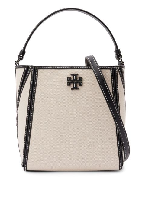 White and black small McGraw canvas bucket bag Tory Burch - women TORY BURCH | 158502254
