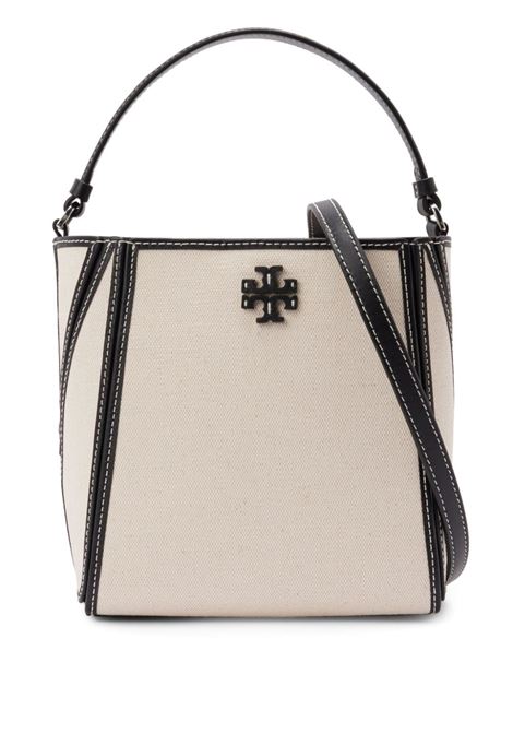 White and black small McGraw canvas bucket bag Tory Burch - women TORY BURCH | Tote bag | 158502254