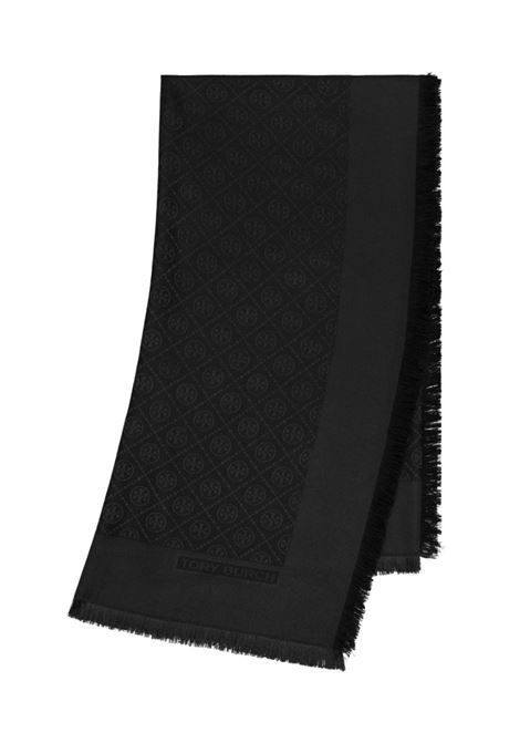 Black silk T-Monogram jacquard scarf Tory Burch - women TORY BURCH | 160570001