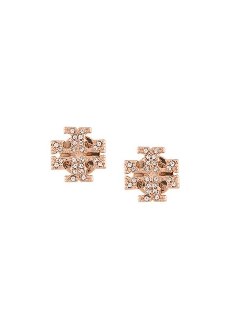 Crystal logo earrings in gold-tone - women 