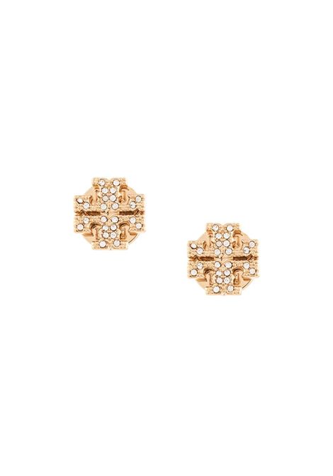 Crystal logo stud earrings in gold-tone - women  TORY BURCH | 53423783