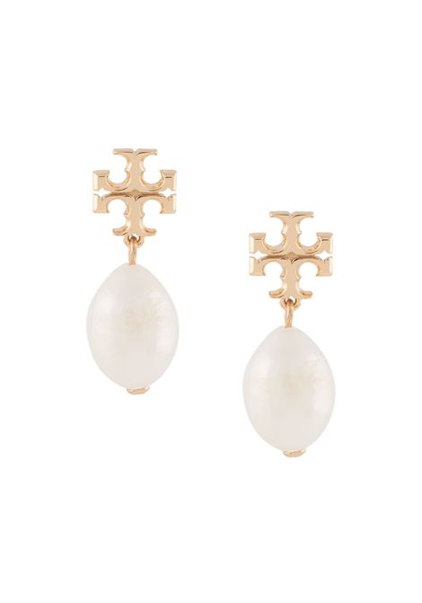 White logo pearl drop earrings - women TORY BURCH | 65156709