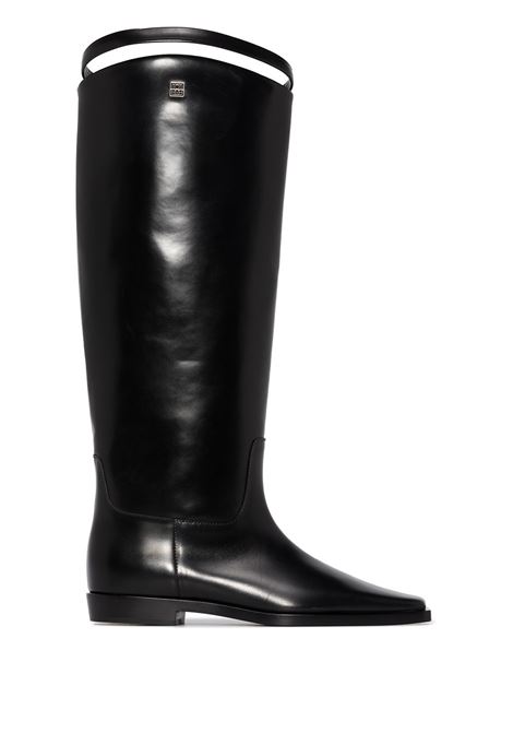 Black square-toe strap riding boots Toteme - women 