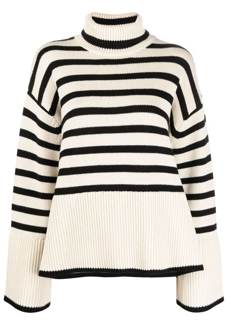 Beige striped roll neck jumper Toteme - women  TOTEME | 212562758876