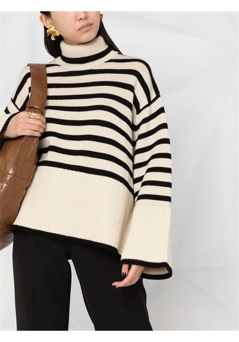 Beige striped roll neck jumper Toteme - women  TOTEME | 212562758876