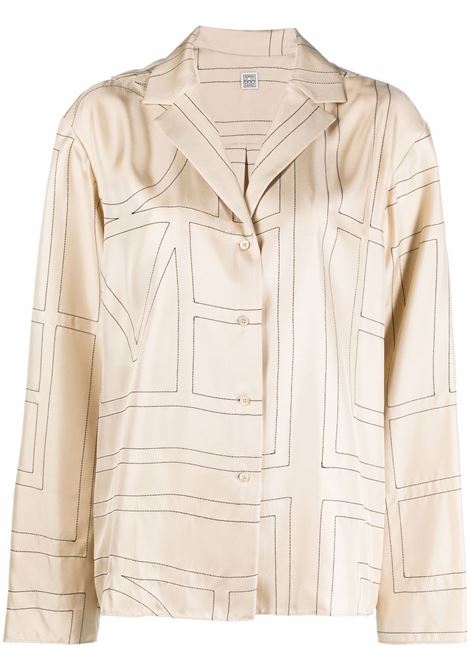Camicia con monogramma in beige - toteme - donna TOTEME | Top | 213755707926